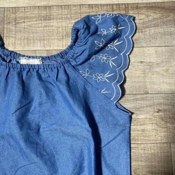 Btween Girls Loose Cropped Boho Sleeve Embroidered Shirt Size 12 - Picture 2 of 8